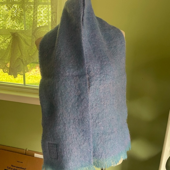 Elegant Blue Mohair Scarf Cozy Winter Accessory From Ireland! - Picture 2 of 3
